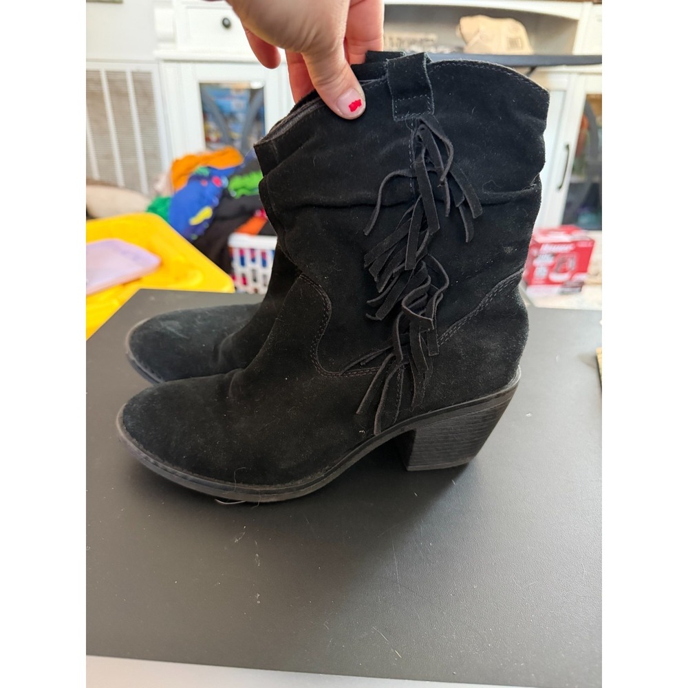 Limelight Black Fringe Booties in 7‎